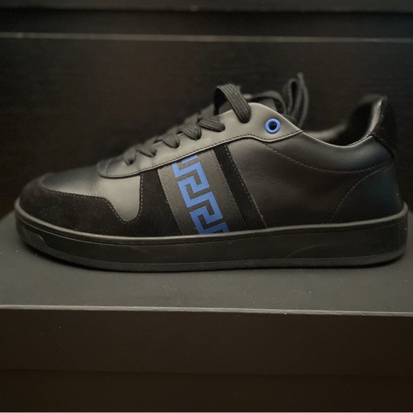 Versace Men's Sneakers in Black with Blue Details